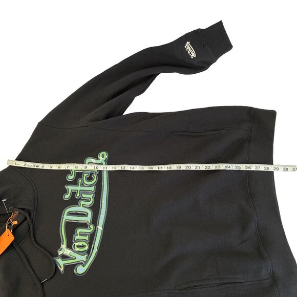New Mens Von Dutch Hoodie Sweatshirt Size Large Black Spellout NWT Textured - Picture 4 of 7